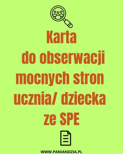 Karta rozpoznania mocnych stron ucznia ze SPE- materiał edukacyjny w formie cyfrowej 