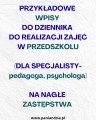 Zastępstwa w przedszkolu- wpisy do dziennika specjalisty- materiał edukacyjny w formie cyfrowej  1