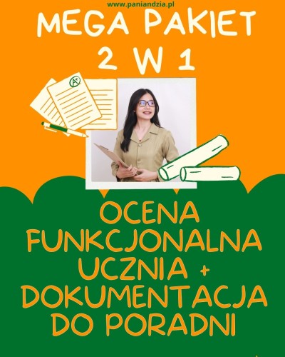 MEGA PAKIET 2w1: Ocena funkcjonalna ucznia + dokumentacja do poradni (obserwacja, diagnoza, opinia)- materiał edukacyjny w formie cyfrowej 