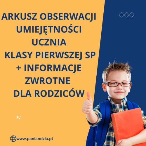 Arkusz oceny umiejętności ucznia klasy 1 SP- materiał edukacyjny w formie cyfrowej 